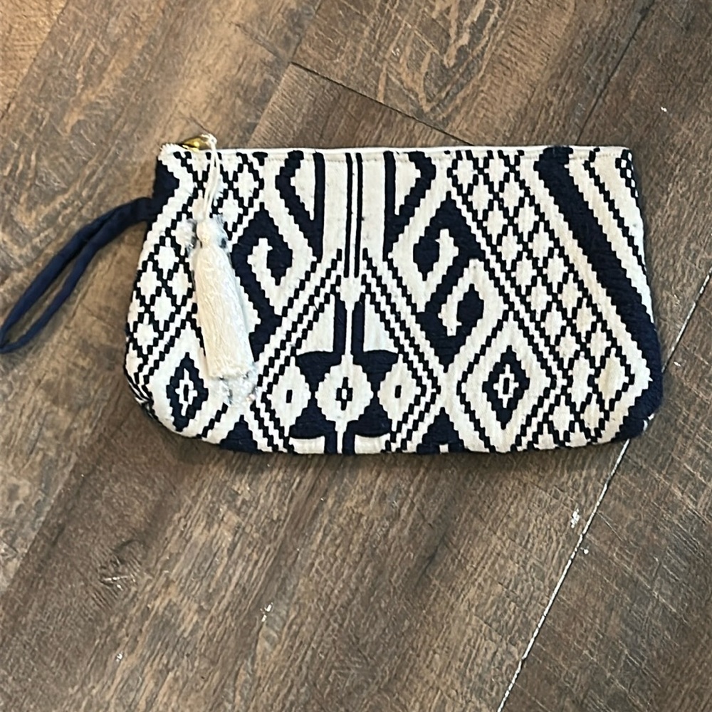 New DwellStudio Vegan Clutch for Women -Boho Style Clutch, Wristlet, Purse Navy‎